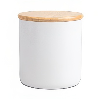 Ceramic container with wooden lid for sublimation
