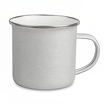 Enamel Steel Glitter Sublimation Mug - Silver Rim