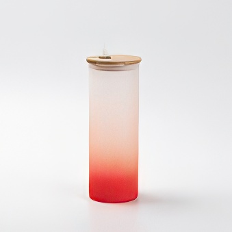 Szroniony kubek - słoik szklany do sublimacji i graweru z bambusową pokrywką i słomką