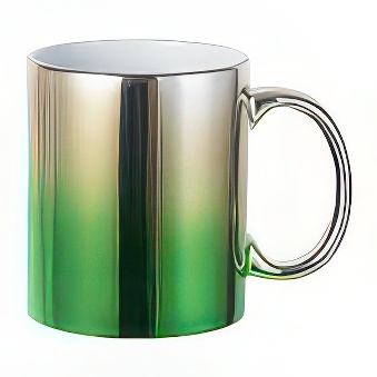 Glossy Silver-Green Metallic Mug for Sublimation and Laser Engraving
