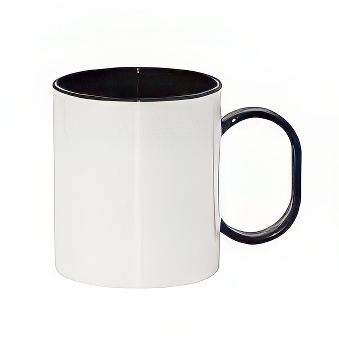 Plastic unbreakable mug for sublimation overprint and engraving with a colorful inside and handle