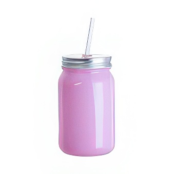 Coloured Glass Mason Jar Mug with Straw for Sublimation and Engraving