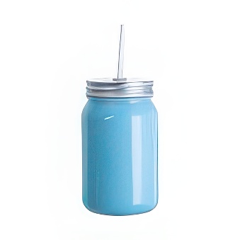 Coloured Glass Mason Jar Mug with Straw for Sublimation and Engraving