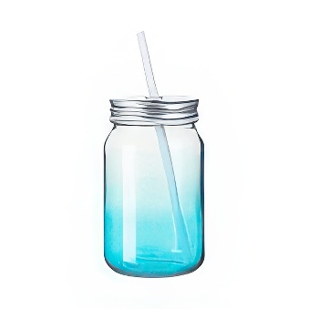 Clear Gradient Glass Mason Jar with Straw for Sublimation and Engraving