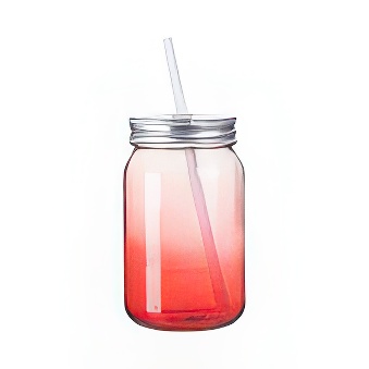 Clear Gradient Glass Mason Jar with Straw for Sublimation and Engraving