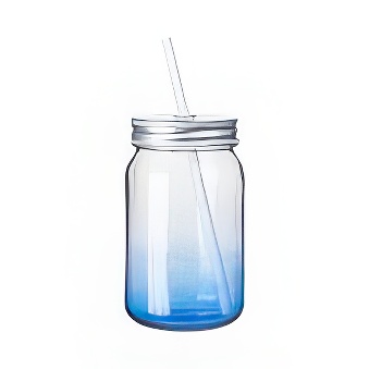 Clear Gradient Glass Mason Jar with Straw for Sublimation and Engraving