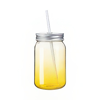 Clear Gradient Glass Mason Jar with Straw for Sublimation and Engraving

