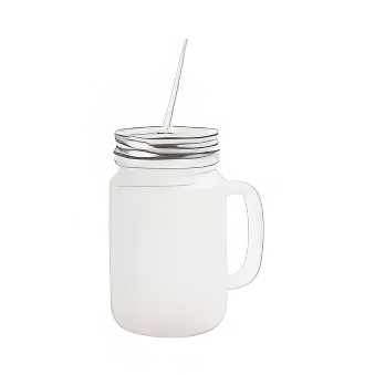 Frosted Glass Mason Jar with Metal Lid and Straw for Sublimation and Engraving