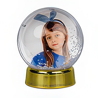 Photoglobe - snow with gold stand