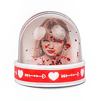 Photoglobe - heart flakes with stand