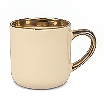 Wide Sublimation Coffee Mug with Gold Rim and Handle