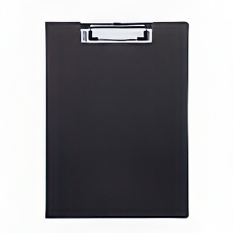 A4 clipboard folder black ; sturdy cardboard