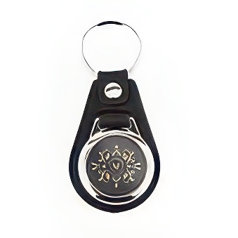 Elements for making metal keychains on an eco leather pad with token