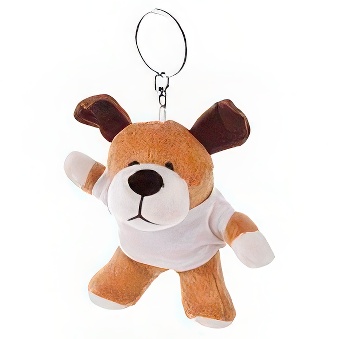 Key ring plushy dog with T-shirt for overprint