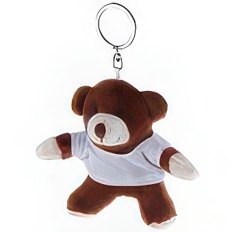 Key ring dark-brown plushy bear with T-shirt for overprint