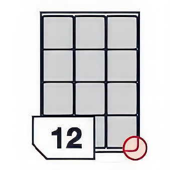 Self-adhesive glossy white labels rounded corners for laser printers and copiers - 12 labels on a sheet