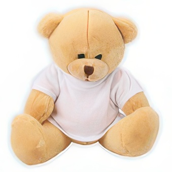 Beige Teddy Bear with a white T-shirt suitable for printing