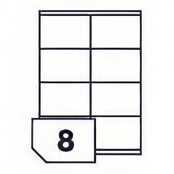 Self-adhesive glossy white labels for laser printers and copiers - 8 labels on a sheet