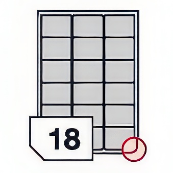 Self-adhesive polyester film labels rounded corners for laser printers and copiers - 18 labels on a sheet