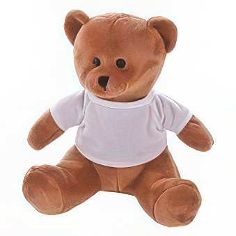 Brown Teddy Bear with a white T-shirt suitable for printing