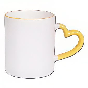 Heart Handle Sublimation Mug with Coloured Rim