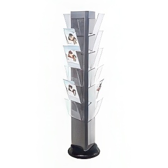 Rotating leaflet holder exhibition with 21 pockets