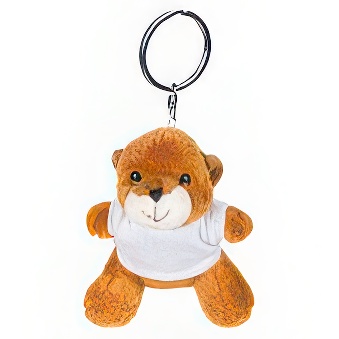 Key ring light-brown plushy bear with T-shirt for overprint