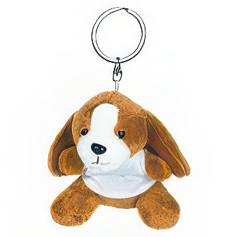 Key ring plushy dog with printable T-shirt