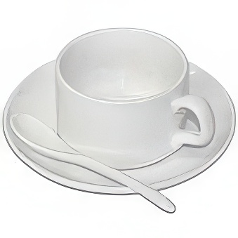 Sublimation Cup with Saucer and Spoon - Set 6 pcs