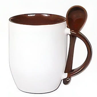 Kubek do sublimacji z łyżeczką, kolorowym uchwytem i wnętrzem