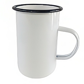 Tall Enamel Steel Sublimation Mug - Black Rim