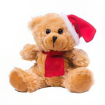 Teddy Bear in a Scarf and Santa Hat for Printing
