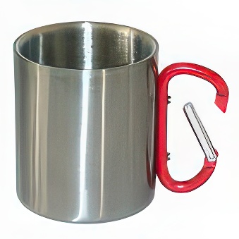 Stainless Steel with Red Carabiner Handle for Sublimation Mug, Engraving 