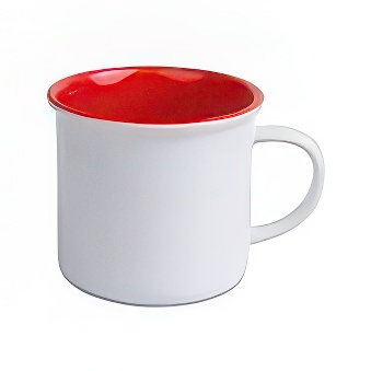 Retro Style Ceramic Sublimation Mug - White with Colored Interior and Rim
