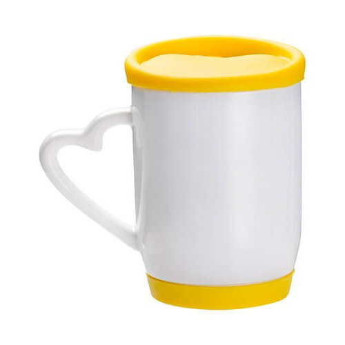 Heart Handle Sublimation Mug - Colourful Silicone Lid and Base