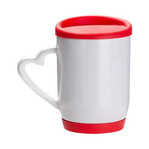 Heart Handle Sublimation Mug - Colourful Silicone Lid and Base