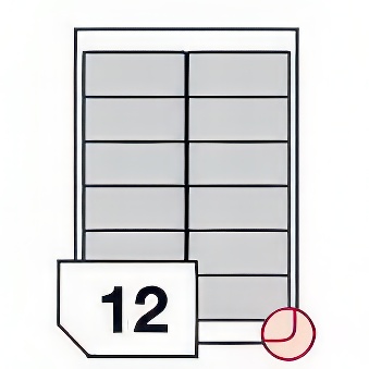 Self-adhesive labels rounded corners for all types of printers - 12 labels on a sheet
