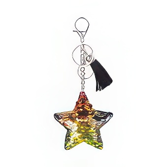Sequin Star Keychain with White Sublimation Tag
