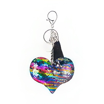 Sequin Heart Keychain with White Sublimation Tag