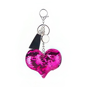 Sequin Heart Keychain with White Sublimation Tag