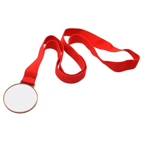 Medal with a red ribbon for sublimation and engraving