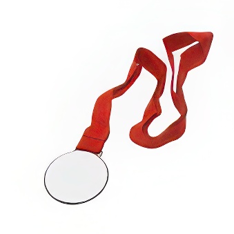 Medal with a red ribbon for sublimation and engraving