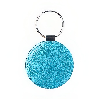 Round glitter eco leather keychain  for printing