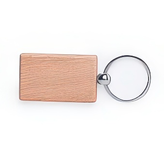 Rectangular wooden keychain for engraving and thermal transfer with a laser printer