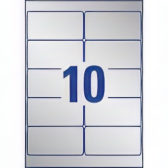 Samoprzylepne etykiety znamionowe foliowe poliestrowe do drukarek laserowych monochromatycznych - 10 etykiet na arkuszu