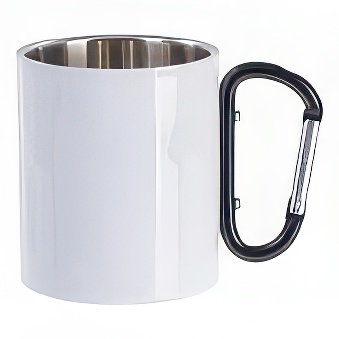 Stainless Steel with Black Carabiner Handle for Sublimation Mug, Engraving