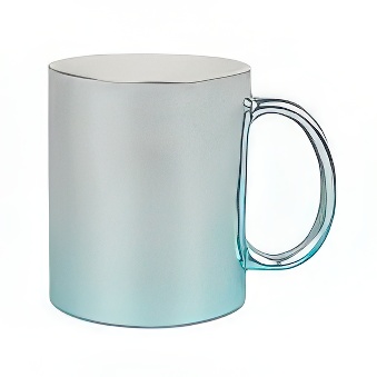 Glossy Silver-Blue Metallic Mug for Sublimation and Laser Engraving