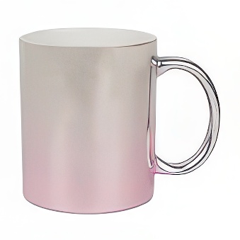 Glossy Silver-Pink Metallic Mug for Sublimation and Laser Engraving
