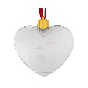 Photo Christmas bauble with red ribbon and gold cap - heart