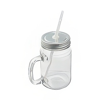 Clear Glass Mason Jar with Straw for Sublimation and Engraving
